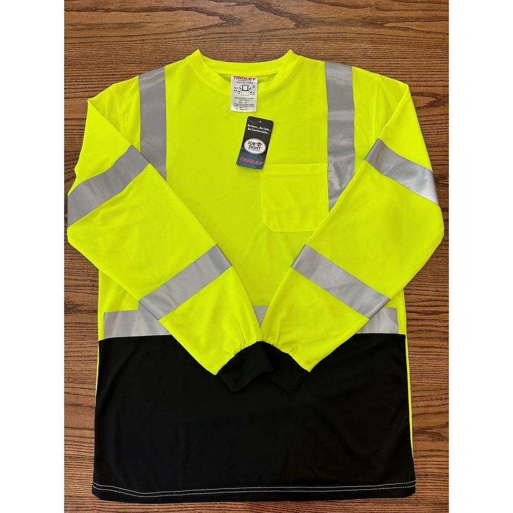 Tingley‎ Men's Type R Class 3 Size Large Long Sleeve Yellow Lime Safety Shirt,